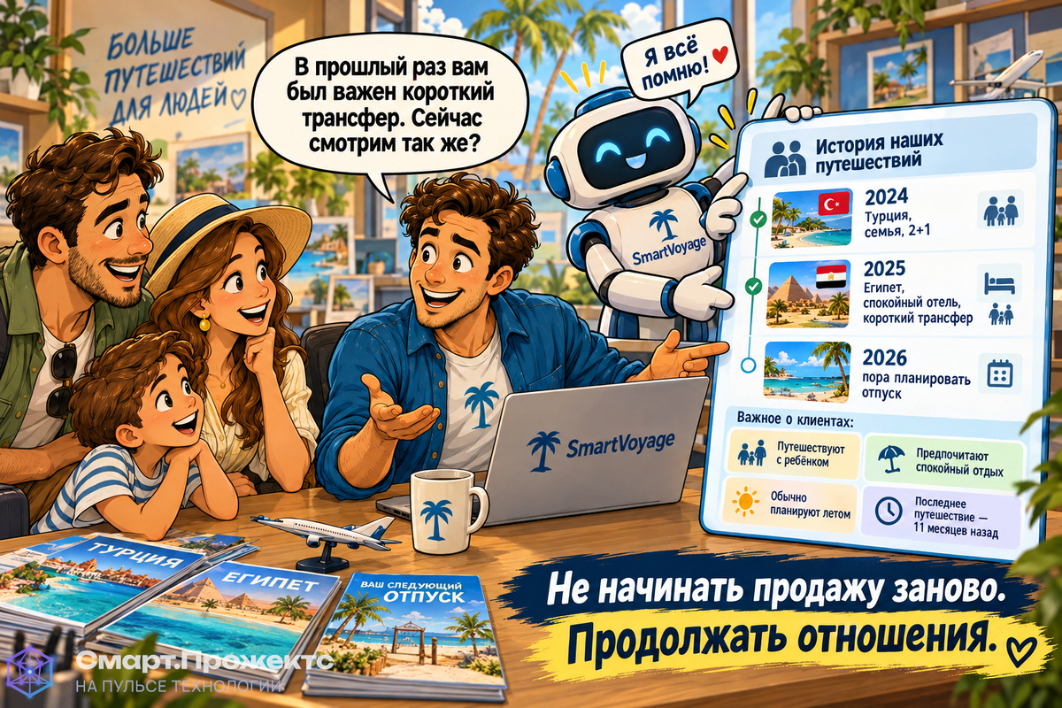 CRM помнит историю поездок, и следующий разговор с клиентом начинается не с нуля.